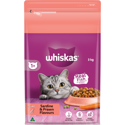 Whiskas Sardine & Prawn Flavour Adult Dry Cat Food 3kg