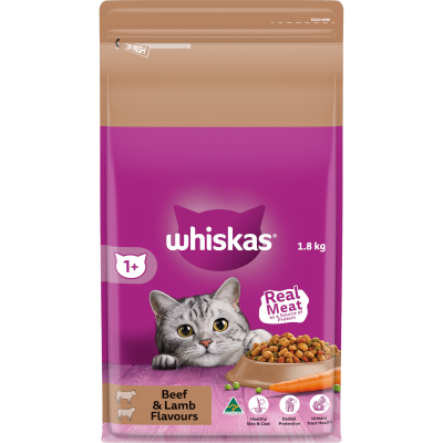 Whiskas Beef & Lamb Flavours Adult Dry Cat Food 1.8kg