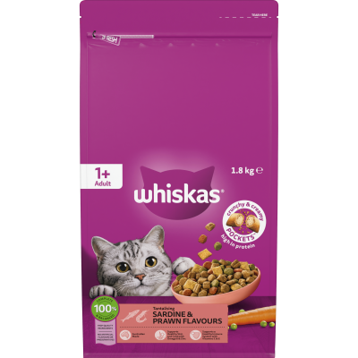 Whiskas Sardine & Prawn Flavours 1+ Adult Dry Cat Food 1.8kg