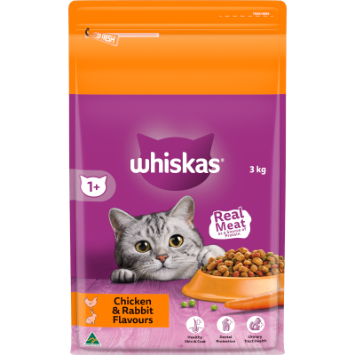 Whiskas Chicken & Rabbit Flavours Adult Dry Cat Food 3kg