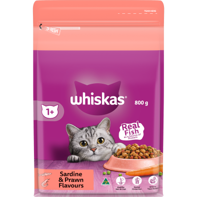 Whiskas Sardine & Prawn Flavours Adult Dry Cat Food 800g