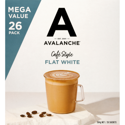 Avalanche Cafe Style Flat White Coffee Sachets 26 x 14g