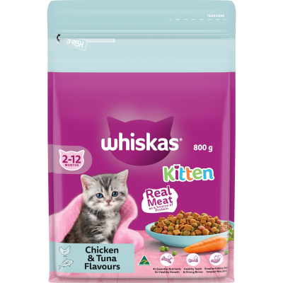 Whiskas Chicken & Tuna Flavours Kitten Dry Cat Food 800g