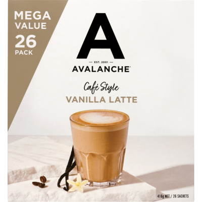 Avalanche Cafe Style Vanilla Latte Coffee Sachets 26 x 16g