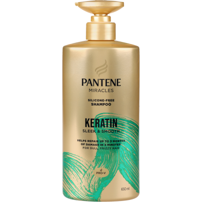 Pantene Keratin Sleek & Smooth Silicone-Free Shampoo 650ml