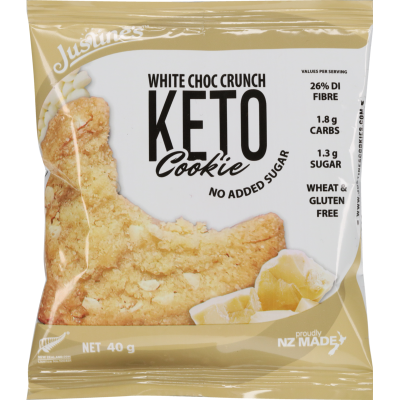 Justine's White Choc Crunch Keto Cookie 40g