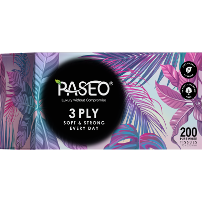 Paseo Soft & Strong Every Day 3 Ply White Tissues 200 sheets