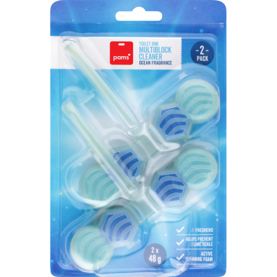 Pams Ocean Fragrance Toilet Rim Multiblock Cleaner 2pk
