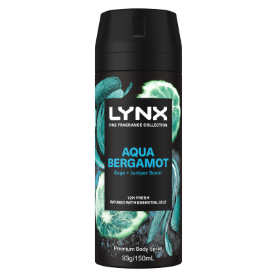 Lynx Aqua Bergamot Sage + Juniper Scent 72hr Deodorant Bodyspray 150ml