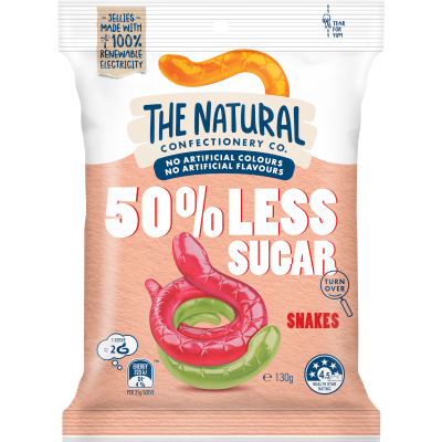 The Natural Confectionery Co. 50% Less Sugar Snakes 130g