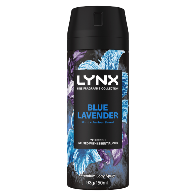 Lynx Blue Lavender Mint + Amber Scent 72hr Deodorant Bodyspray 150ml