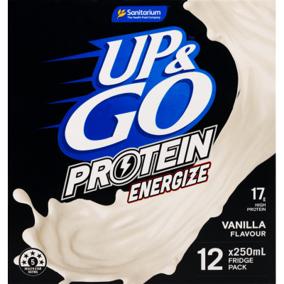 Sanitarium Up & Go Vanilla Protein Energize Liquid Breakfast 12 x 250ml