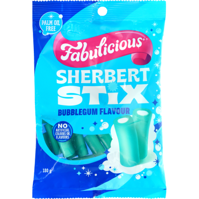 Fabulicious Bubblegum Flavour Sherbert Stix 180g