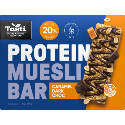 Tasti Caramel Dark Choc Protein Muesli Bar 5 x 35g