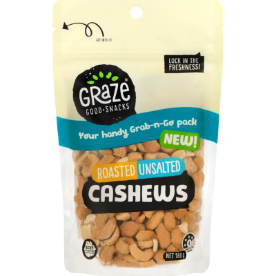 Graze Roasted Unsalted Cashews 180g