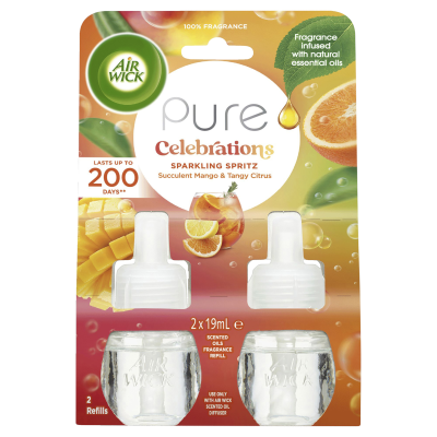 Air Wick Pure Celebrations Sparkling Spritz Succulent Mango & Tangy Citrus Scented Oil Refill 2 x 19ml