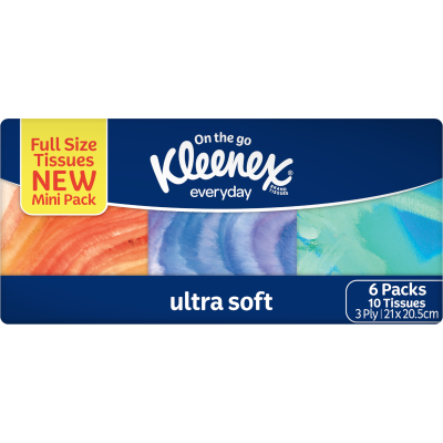 Kleenex Facial Tissue Everyday Ultra Soft On The Go Bundled Pack 6pk
