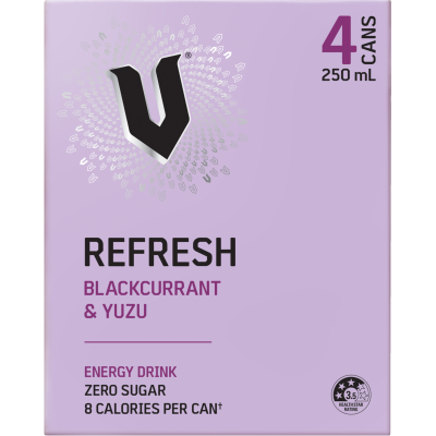 V Refresh Blackcurrant Yuzu Energy Drink 4 x 250ml