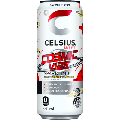 Celsius Cosmic Vibe Fruit Punch Flavour Sparkling Energy Drink 330ml