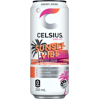 Celsius Sunset Vibe Mango Passionfruit Flavour Sparkling Energy Drink 330ml