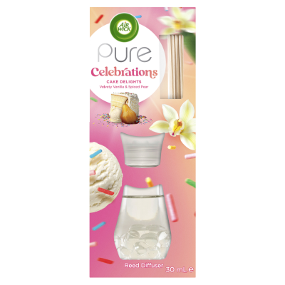 Air Wick Pure Celebrations Cake Delights Velvety Vanilla & Spiced Pear Reed Diffuser 30ml