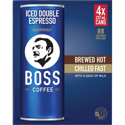 Boss Iced Double Espresso Coffee Cans 4 x 237ml