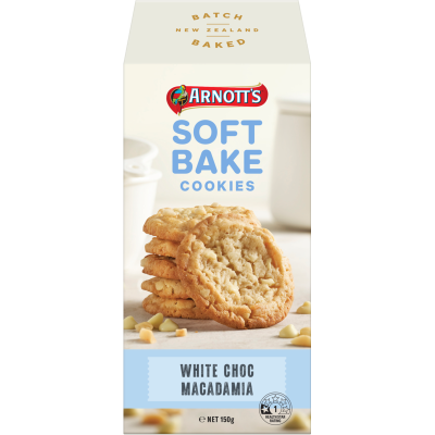 Arnott's White Choc Macadamia Soft Bake Cookies 150g