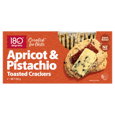 180 Degrees Apricot & Pistachio Toasted Crackers 130g