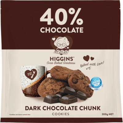 Higgins 40% Chocolate Dark Chocolate Chunk Cookies 300g