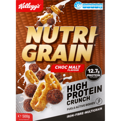 Kellogg's Nutri-Grain High Protein Choc Malt Cereal 500g