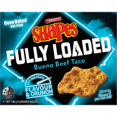 Arnott's Shapes Fully Loaded Buena Beef Taco Biscuits 130g