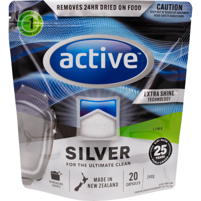 Active Silver Lime Auto Dishwash Capsules 20pk