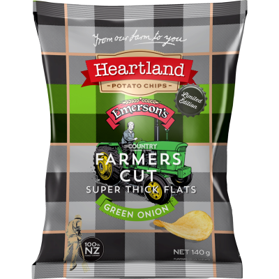 Heartland Farmer's Cut Super Thick Flats Green Onion Potato Chips 140g