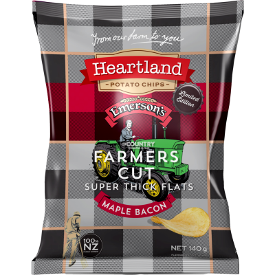 Heartland Farmer's Cut Super Thick Flats Maple Bacon Potato Chips 140g