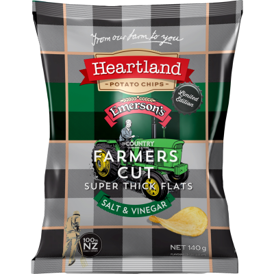 Heartland Farmer's Cut Super Thick Flats Salt & Vinegar Potato Chips 140g