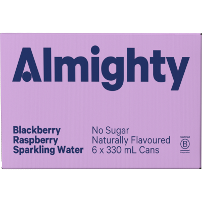 Almighty No Sugar Blackberry Raspberry Sparkling Water 6 x 330ml