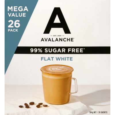 Avalanche 99% Sugar Free Flat White Coffee Sachets 26 x 14g