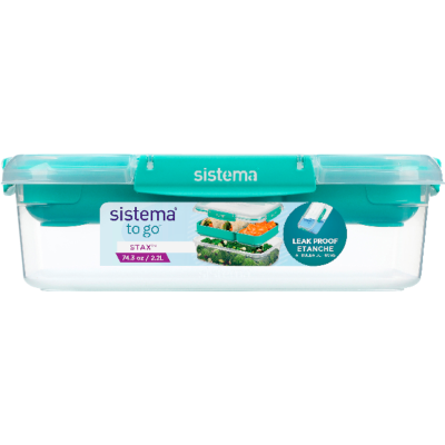 Sistema Stax To Go 2.2L Rectangle Food Container 1pk