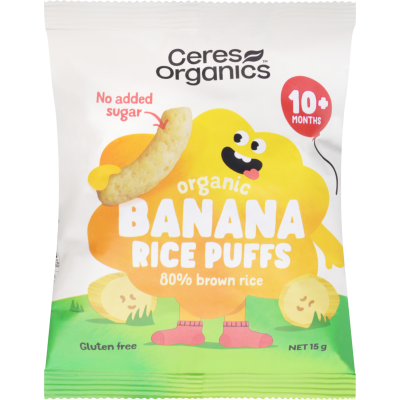 Ceres Organics Banana Baby Rice Puffs 10+ Months 15g