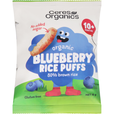 Ceres Organics Blueberry Baby Rice Puffs 10+ Months 15g