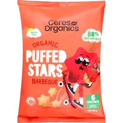 Ceres Organics Puffed Stars BBQ Chips 80g