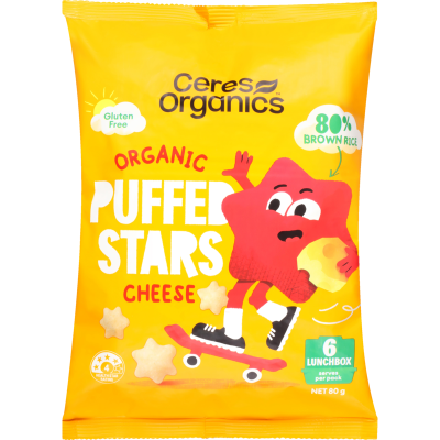 Ceres Organics Puffed Stars Cheese Chips 80g