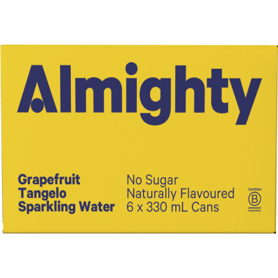 Almighty No Sugar Grapefruit Tangelo Sparkling Water 6 x 330ml