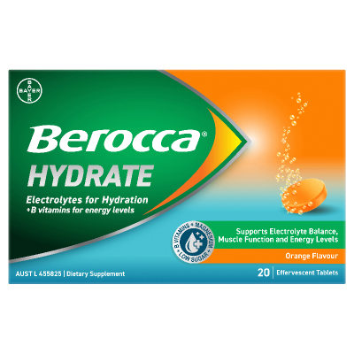 Berocca Hydrate Orange Flavour Effervescent Tablets 20pk