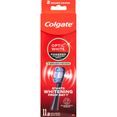 Colgate Optic White Powered Soft Toothbrush Heads Refill 2pk