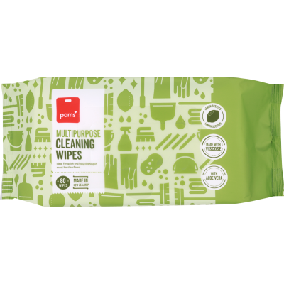 Pams Lemon Scented Multipurpose Cleaning Wipes 80pk