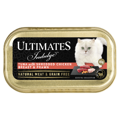 Ultimates Indulge Tuna With Shredded Chicken Breast & Prawn Cat Food 85g