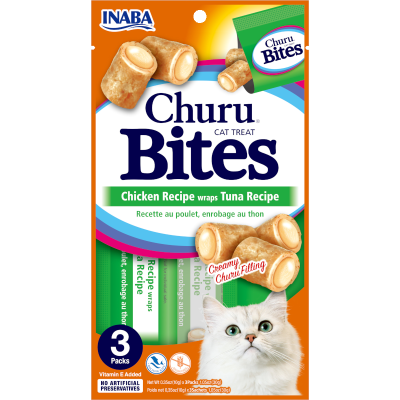 Inaba Churu Chicken & Tuna Recipe Wraps Cat Treat Bites 30g