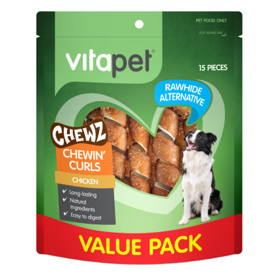 VitaPet Chewz Chicken Chewin' Curls 15pk
