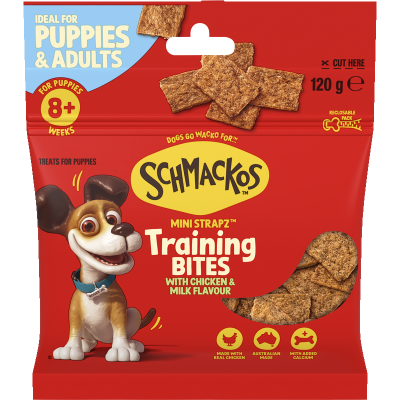 Schmackos Mini Strapz Chicken & Milk Flavour Training Bites 120g